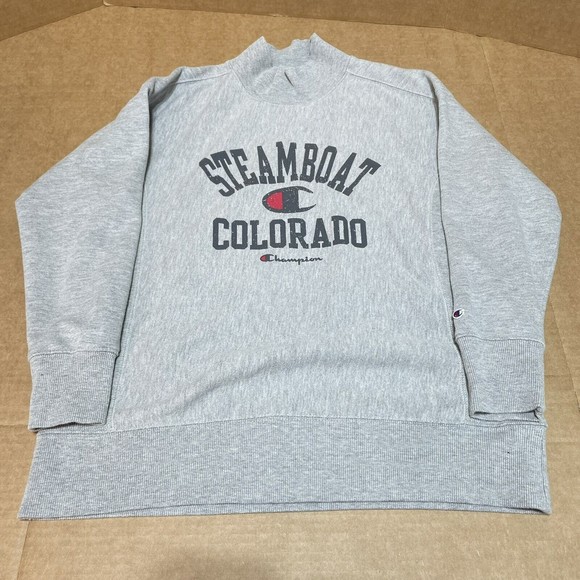 Champion Reverse Weave Womens Sweatshirt Size Medium, Grey, Steamboat Colorado - Picture 5 of 11